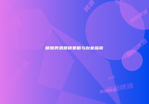 精酿啤酒营销策略与创业指南
