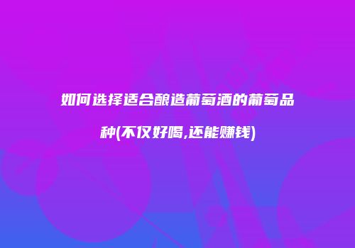 如何选择适合酿造葡萄酒的葡萄品种(不仅好喝,还能赚钱)
