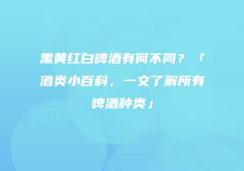 黑黄红白啤酒有何不同？「酒类小百科，一文了解所有啤酒种类」
