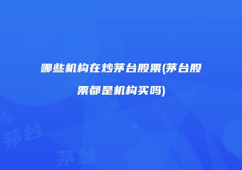 哪些机构在炒茅台股票(茅台股票都是机构买吗)