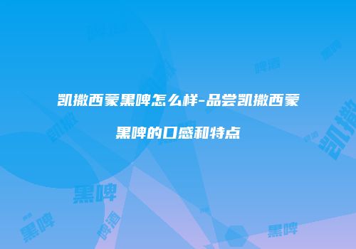 凯撒西蒙黑啤怎么样-品尝凯撒西蒙黑啤的口感和特点