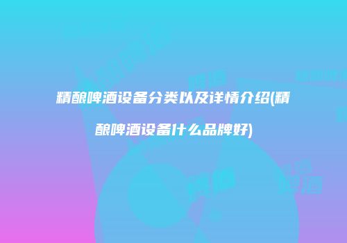 精酿啤酒设备分类以及详情介绍(精酿啤酒设备什么品牌好)
