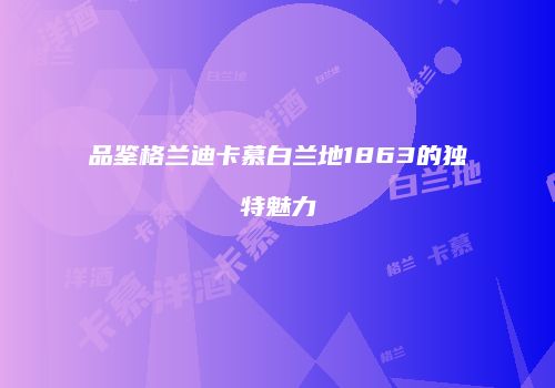 品鉴格兰迪卡慕白兰地1863的独特魅力