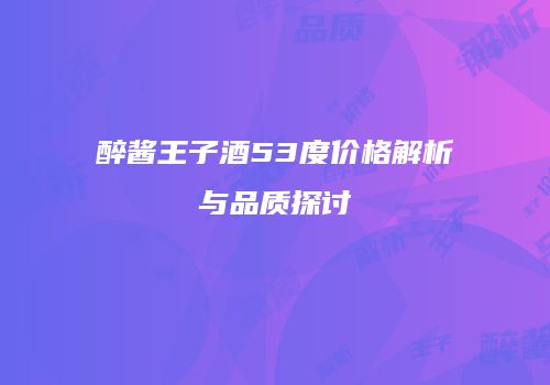 醉酱王子酒53度价格解析与品质探讨