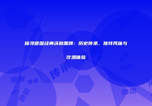 探寻德国经典沃勒黑啤：历史传承、独特风味与饮酒体验