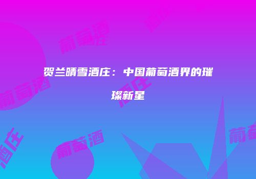 贺兰晴雪酒庄：中国葡萄酒界的璀璨新星