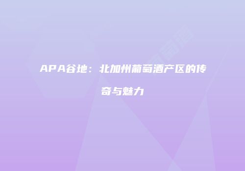 APA谷地：北加州葡萄酒产区的传奇与魅力