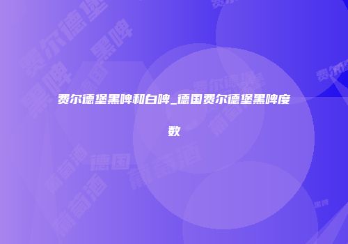 费尔德堡黑啤和白啤_德国费尔德堡黑啤度数