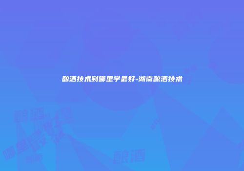 酿酒技术到哪里学最好-湖南酿酒技术