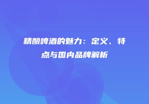 精酿啤酒的魅力：定义、特点与国内品牌解析