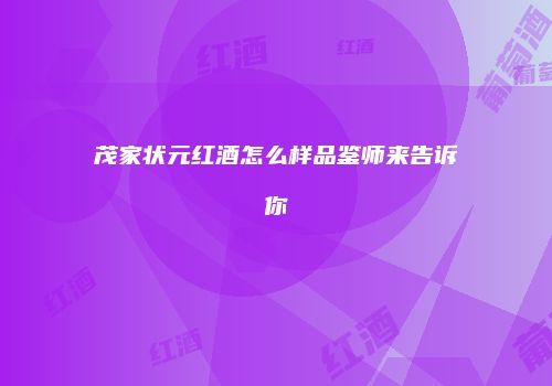 茂家状元红酒怎么样品鉴师来告诉你