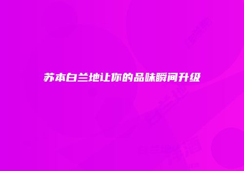 苏本白兰地让你的品味瞬间升级