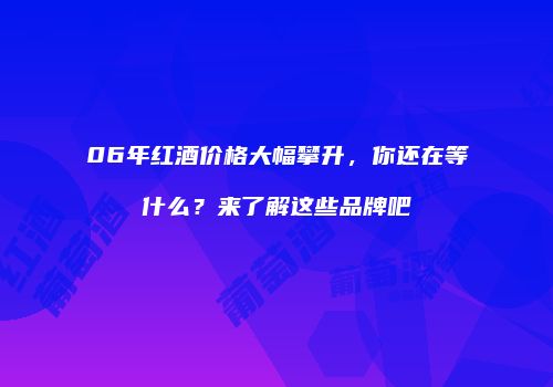 06年红酒价格大幅攀升，你还在等什么？来了解这些品牌吧