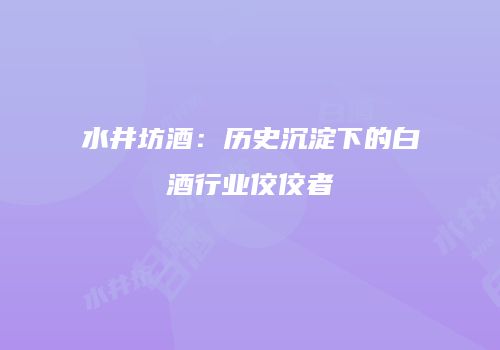 水井坊酒：历史沉淀下的白酒行业佼佼者