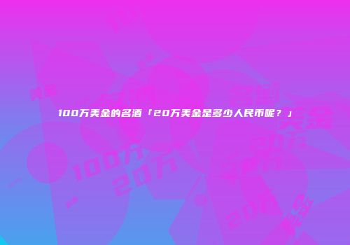 100万美金的名酒「20万美金是多少人民币呢？」