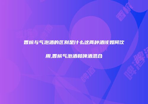 香槟与气泡酒的区别是什么这两种酒该如何饮用,香槟气泡酒和啤酒混合