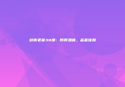 剑南老窖38度：醇厚酒体，品鉴佳酿