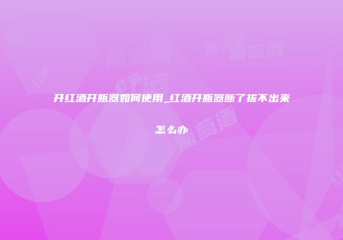 开红酒开瓶器如何使用_红酒开瓶器断了拔不出来怎么办