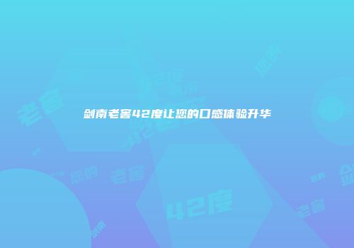 剑南老窖42度让您的口感体验升华
