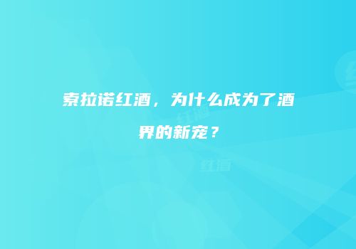 索拉诺红酒，为什么成为了酒界的新宠？