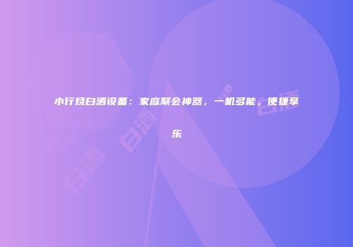 小行烧白酒设备：家庭聚会神器，一机多能，便捷享乐