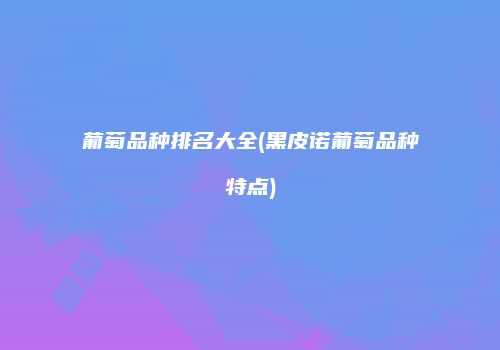 葡萄品种排名大全(黑皮诺葡萄品种特点)