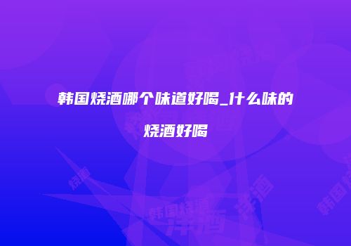 韩国烧酒哪个味道好喝_什么味的烧酒好喝