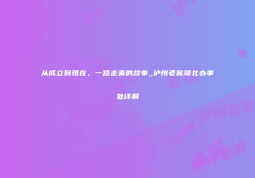从成立到现在，一路走来的故事_泸州老窖湖北办事处详解