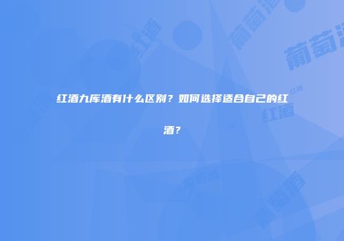 红酒九库酒有什么区别？如何选择适合自己的红酒？