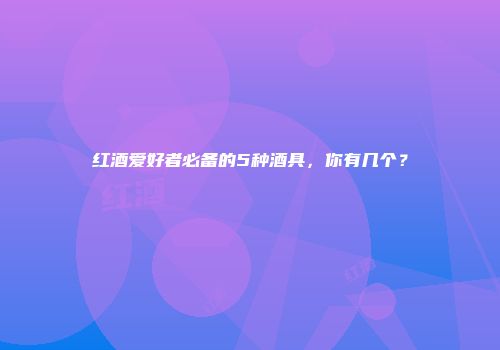 红酒爱好者必备的5种酒具，你有几个？