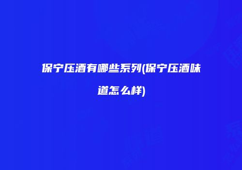 保宁压酒有哪些系列(保宁压酒味道怎么样)