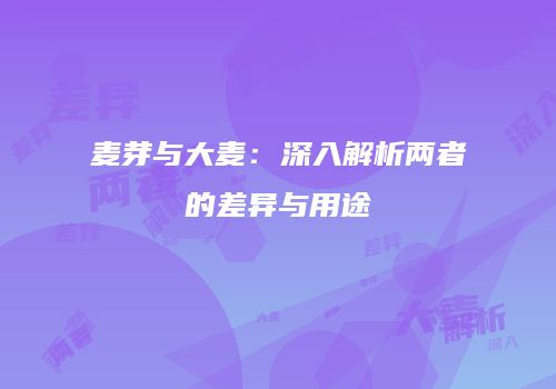 麦芽与大麦：深入解析两者的差异与用途