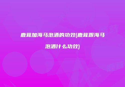鹿茸加海马泡酒的功效(鹿茸跟海马泡酒什么功效)