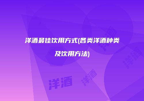 洋酒最佳饮用方式(各类洋酒种类及饮用方法)