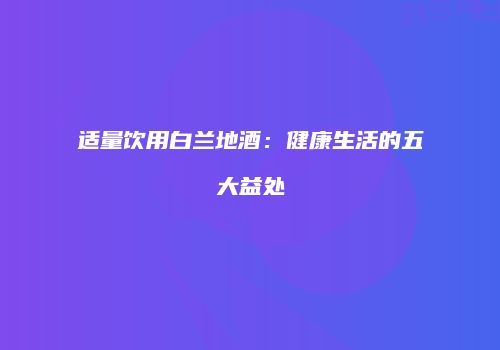 适量饮用白兰地酒：健康生活的五大益处