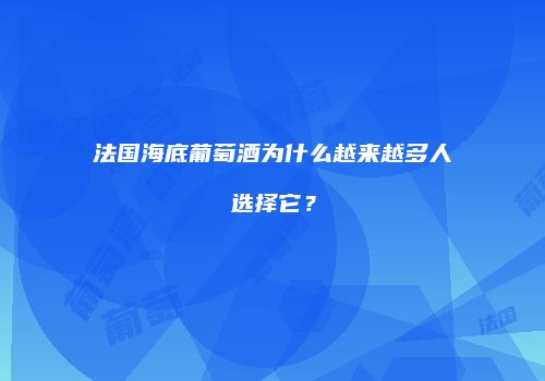 法国海底葡萄酒为什么越来越多人选择它？