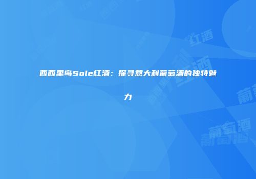 西西里岛Sole红酒：探寻意大利葡萄酒的独特魅力