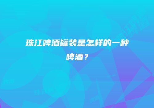 珠江啤酒罐装是怎样的一种啤酒？