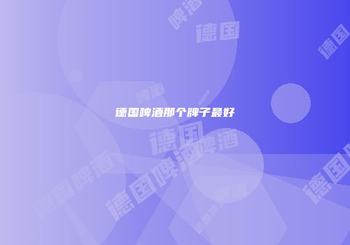 德国啤酒那个牌子最好