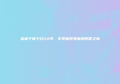 品味千禧干红20年，享受极致美味的醇香之旅