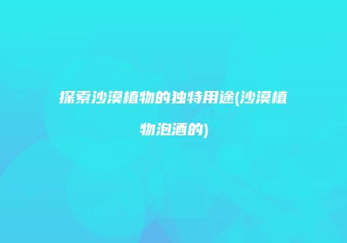 探索沙漠植物的独特用途(沙漠植物泡酒的)