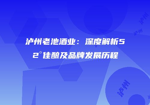 泸州老池酒业：深度解析52°佳酿及品牌发展历程