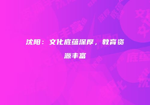 沈阳：文化底蕴深厚，教育资源丰富
