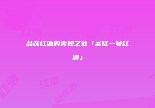 品味红酒的美妙之处「圣徒一号红酒」