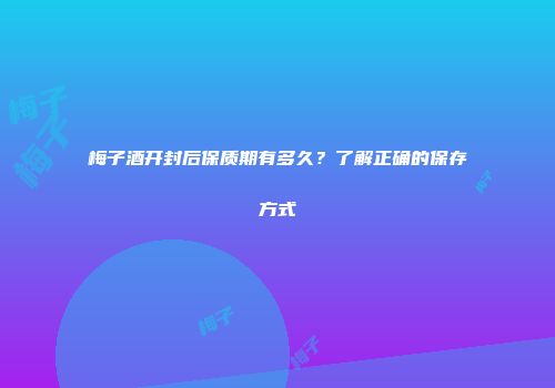 梅子酒开封后保质期有多久？了解正确的保存方式