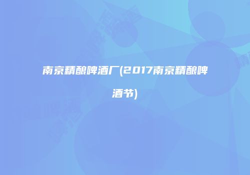 南京精酿啤酒厂(2017南京精酿啤酒节)