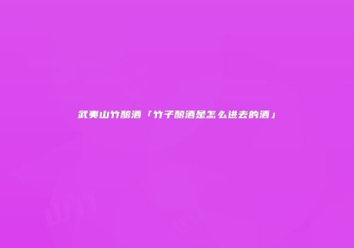武夷山竹酿酒「竹子酿酒是怎么进去的酒」
