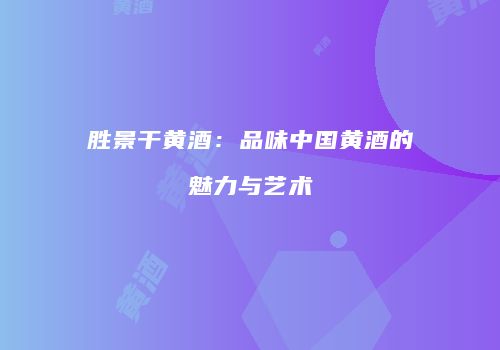 胜景干黄酒：品味中国黄酒的魅力与艺术