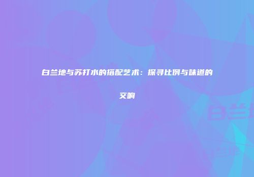 白兰地与苏打水的搭配艺术：探寻比例与味道的交响