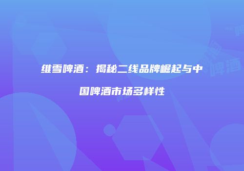 维雪啤酒：揭秘二线品牌崛起与中国啤酒市场多样性